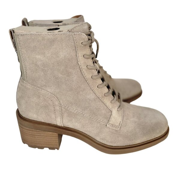 New - LUCKY BRAND Suede Lace Up Lug Sole Booties Tan | Size 9.5 - Picture 2 of 12